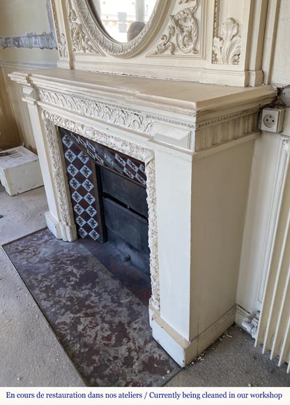 Important Neo-Renaissance style fireplace made of painted wood -4