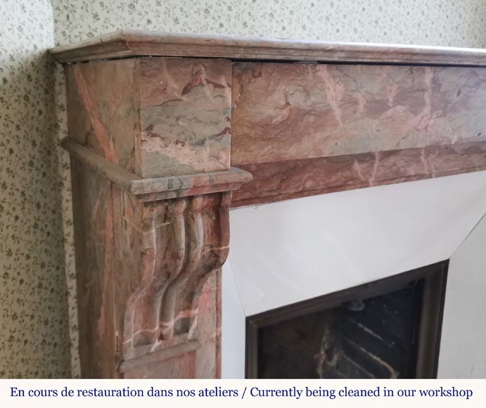 Napoleon III fireplace in Enjugerais marble with modillions-3