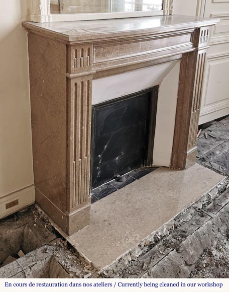 Louis XVI style antique fireplace in Napoléon marble.-3