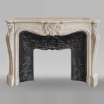 Louis XV style fireplace in Carrara marble with a beautiful shell