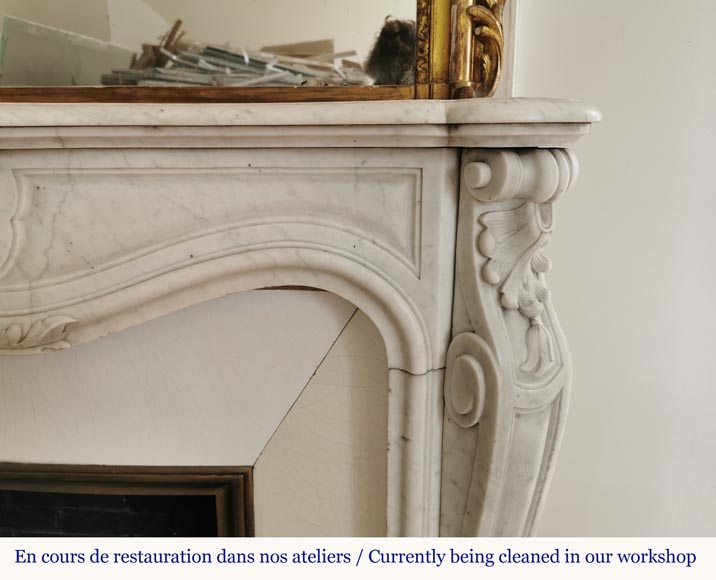 Louis XV style fireplace in Carrara marble with a beautiful shell-7