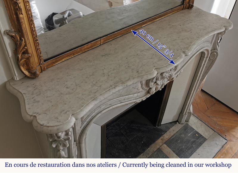 Louis XV style fireplace in Carrara marble with a beautiful shell-9