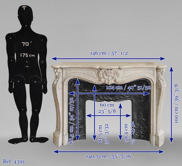 Louis XV style fireplace in Carrara marble with a beautiful shell-10