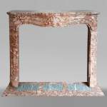 Antique Louis XV style mantel in Breccia Corallina