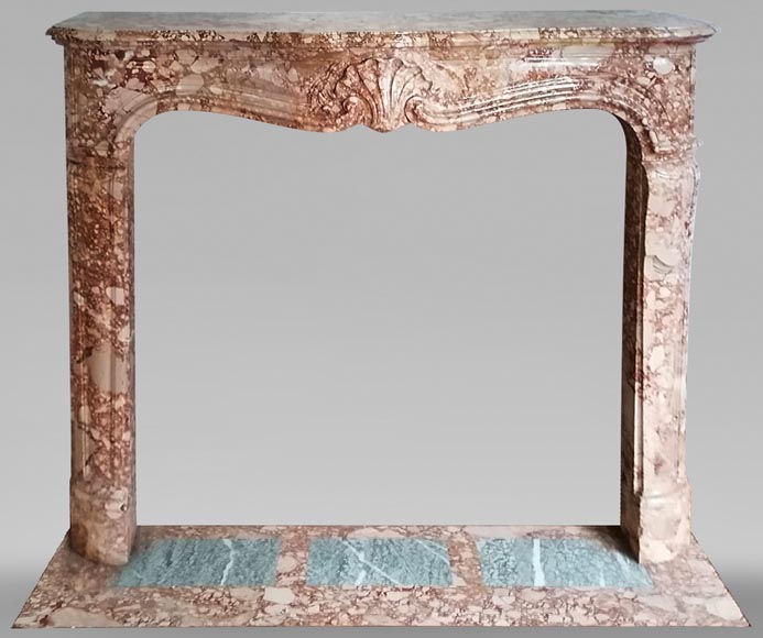 Antique Louis XV style mantel in Breccia Corallina-0