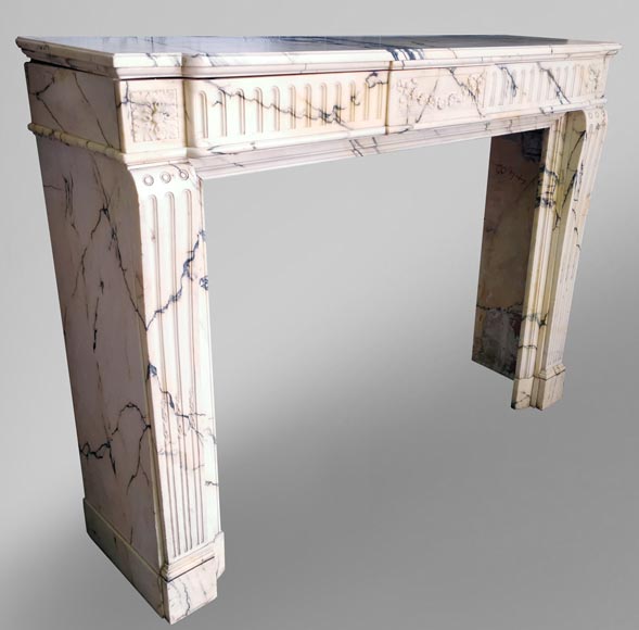  Louis XVI style fireplace in Paonazzo marble with a flowers garland-2