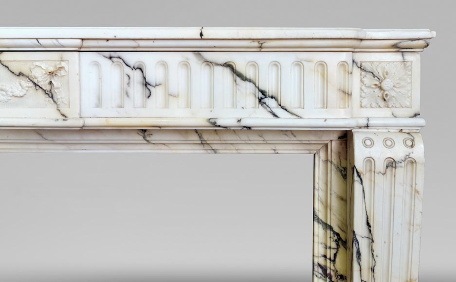  Louis XVI style fireplace in Paonazzo marble with a flowers garland-7
