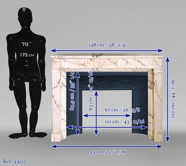  Louis XVI style fireplace in Paonazzo marble with a flowers garland-10