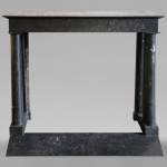 Empire style mantel with detached columns in Belgian Petit Granit marble