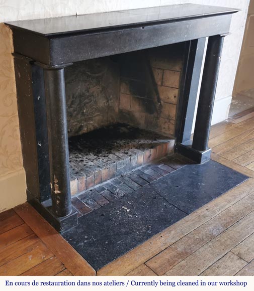 Empire style mantel with detached columns in Belgian Petit Granit marble-2