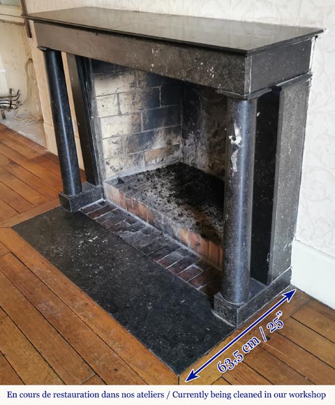 Empire style mantel with detached columns in Belgian Petit Granit marble-5