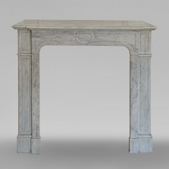 Straight Pompadour fireplace in Carrara marble-0