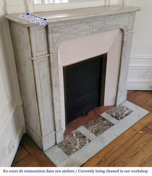 Straight Pompadour fireplace in Carrara marble-2