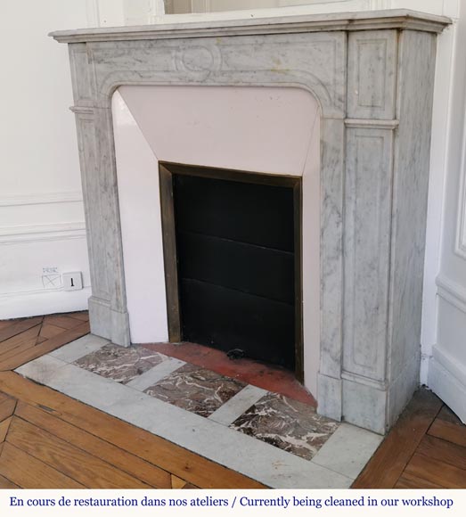 Straight Pompadour fireplace in Carrara marble-5