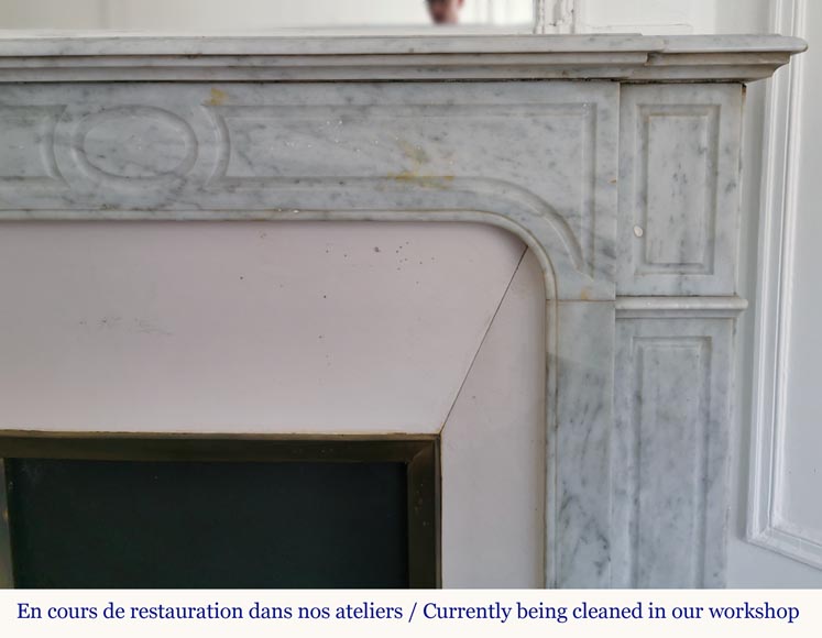 Straight Pompadour fireplace in Carrara marble-6