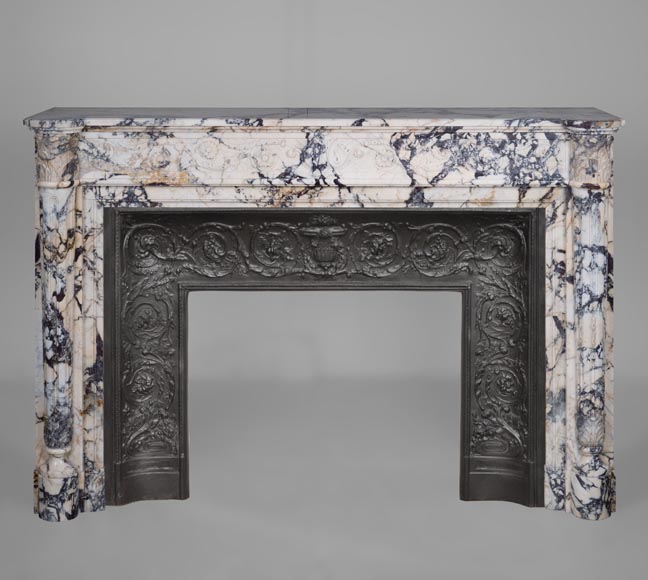 Beautiful Louis XVI style fireplace with half column in Panazeau marble-0