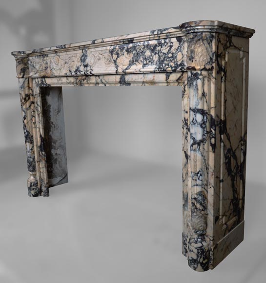 Beautiful Louis XVI style fireplace with half column in Panazeau marble-7