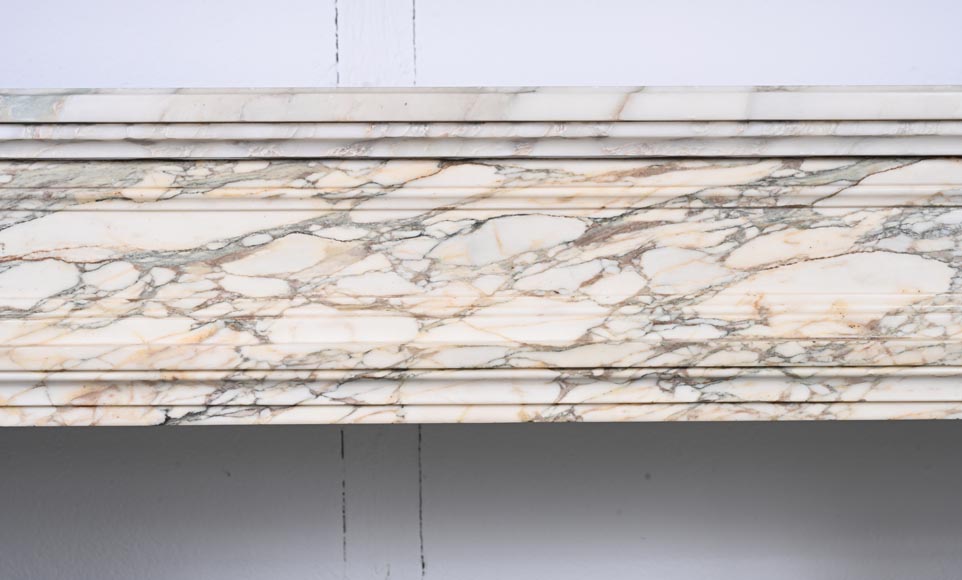 Louis XVI style mantel with rounded corners carved in Breche de Médicis-1