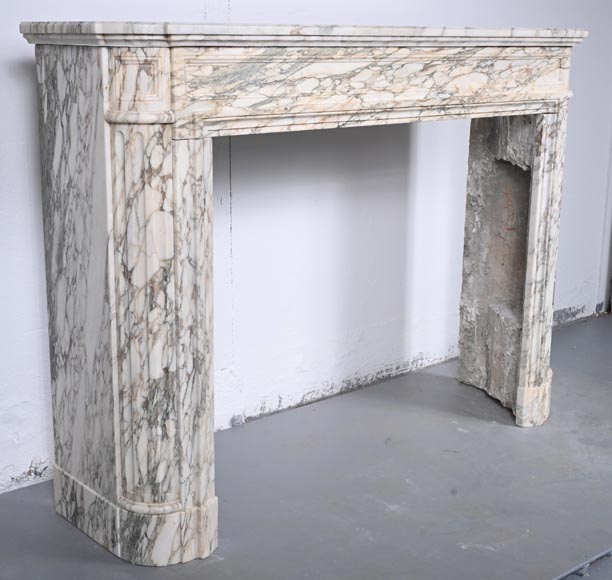 Louis XVI style mantel with rounded corners carved in Breche de Médicis-2