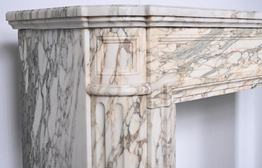 Louis XVI style mantel with rounded corners carved in Breche de Médicis-3