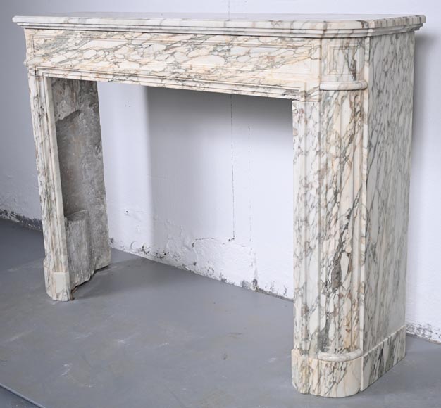 Louis XVI style mantel with rounded corners carved in Breche de Médicis-5