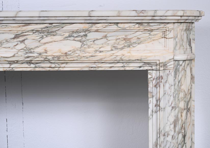 Louis XVI style mantel with rounded corners carved in Breche de Médicis-6
