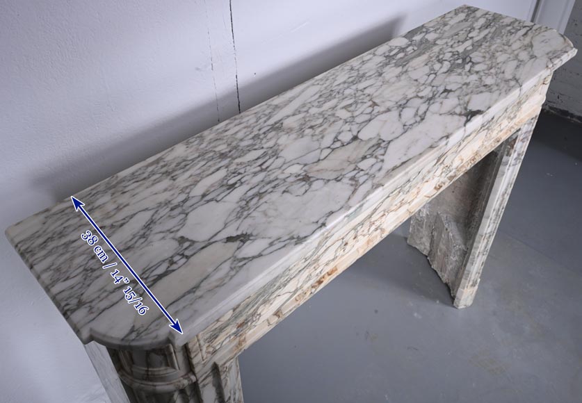 Louis XVI style mantel with rounded corners carved in Breche de Médicis-8