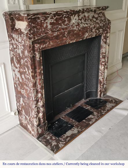 Bollection fireplace with acroterion in Red from the North marble-2