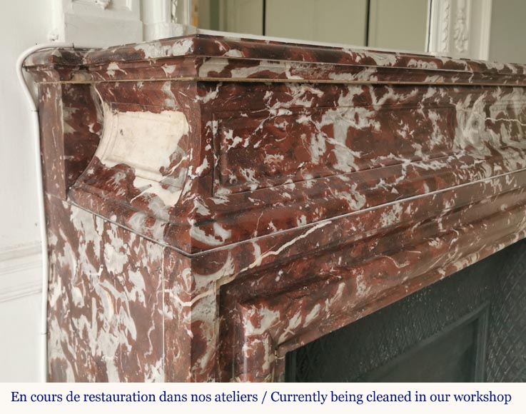 Bollection fireplace with acroterion in Red from the North marble-3