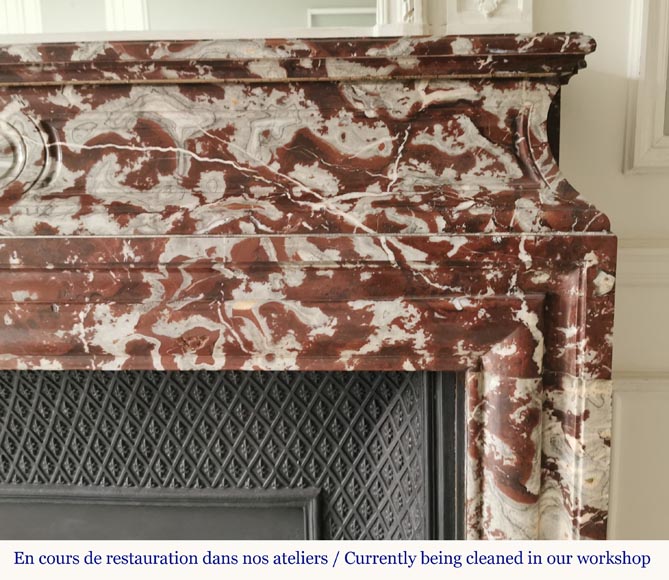 Bollection fireplace with acroterion in Red from the North marble-6
