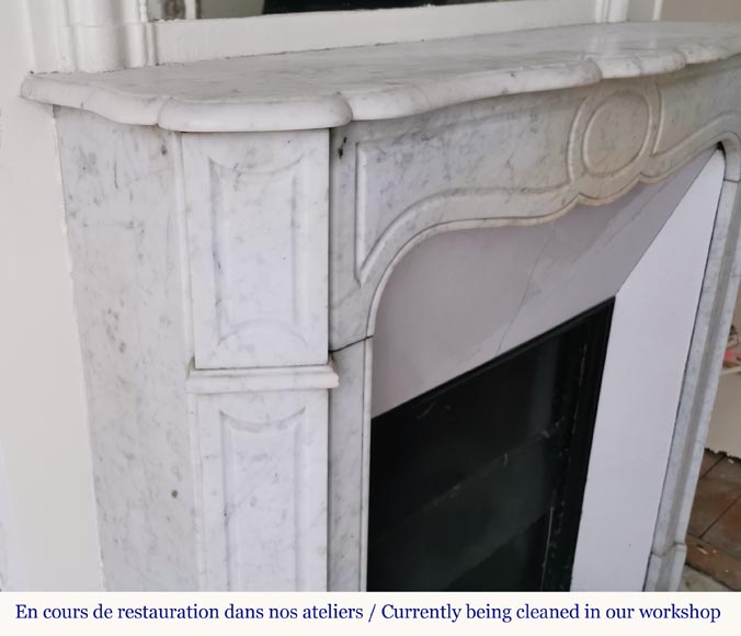 Pompadour fireplace in Carrara marble -2