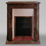 Small and simple Louis XVI style mantel in Rouge du Nord marble 