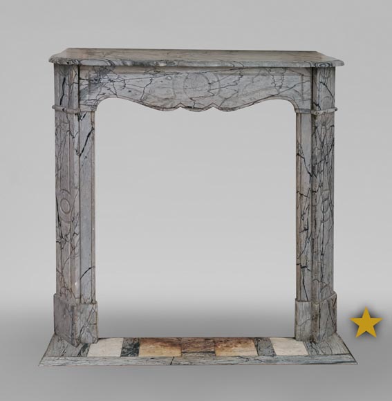 Small Pompadour fireplace in Bleu Fleury marble-0