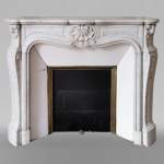 Louis XV style fireplace with three shells in Carrara marble