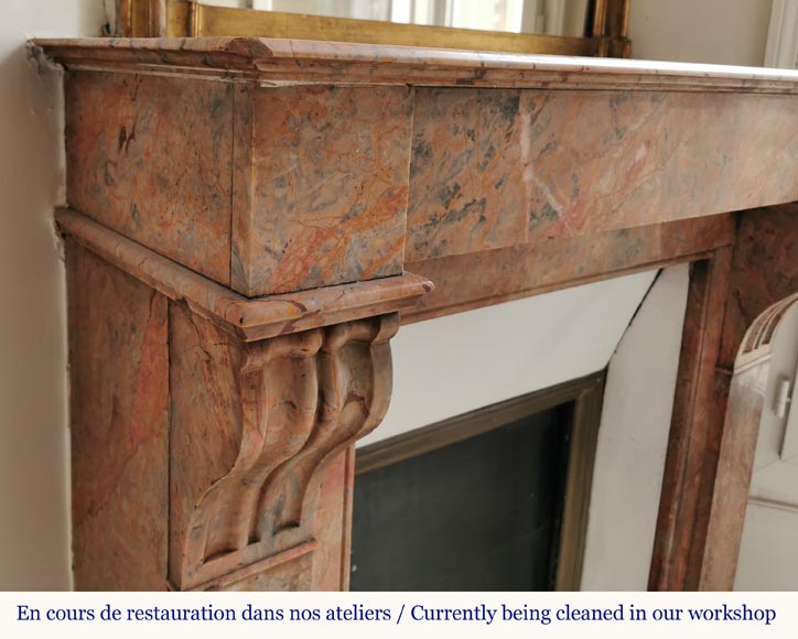 Napoleon III fireplace in Enjugerais marble with modillions-3
