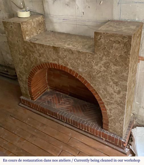 Small Art Deco style fireplace in Lunel marble-1