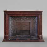 Louis XIV style moulding fireplace in a beautiful Red Griotte marble