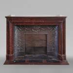 Louis XIV style moulding fireplace in a beautiful Red Griotte marble