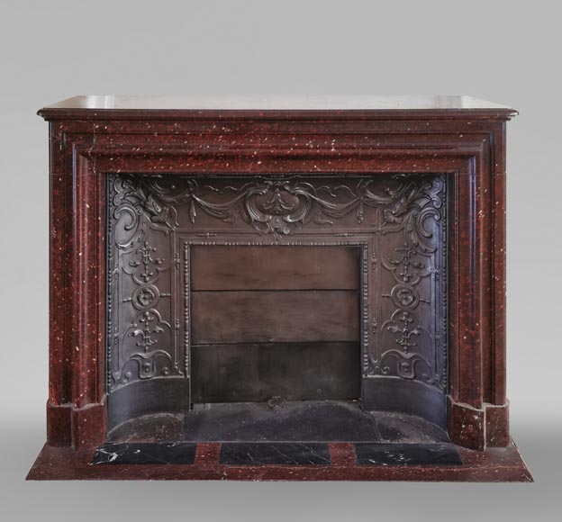Louis XIV style moulding fireplace in a beautiful Red Griotte marble-0