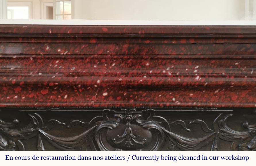 Louis XIV style moulding fireplace in a beautiful Red Griotte marble-1