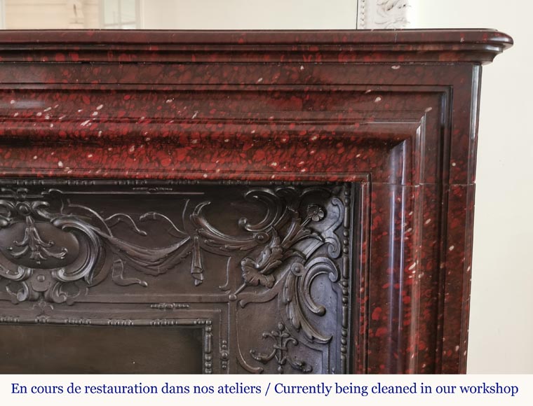 Louis XIV style moulding fireplace in a beautiful Red Griotte marble-6
