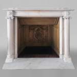 Louis XVI period fireplace in white marble with detached columns