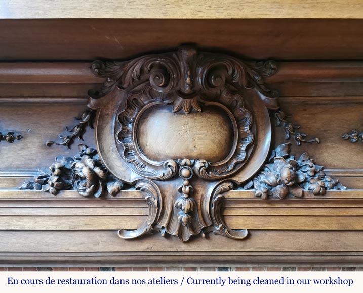 Napoleon III walnut fireplace surmounted by an important alcove-1