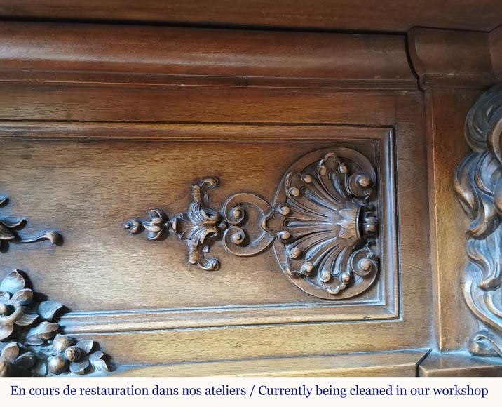 Napoleon III walnut fireplace surmounted by an important alcove-2