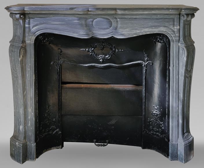 Beautiful Pompadour fireplace made of Blue Turquin marble-0