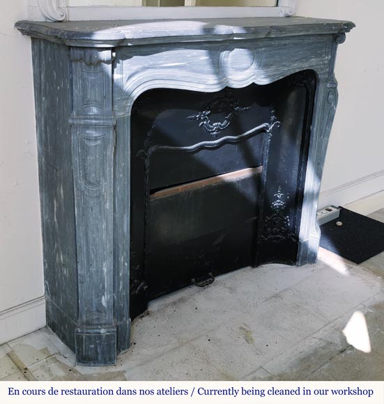 Beautiful Pompadour fireplace made of Blue Turquin marble-2