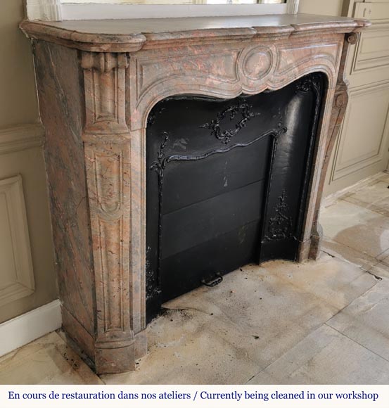 Beautiful Pompadour fireplace in Enjugerais marble-2