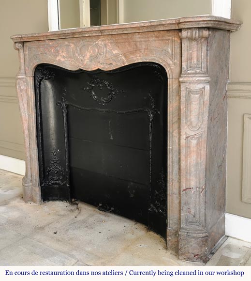 Beautiful Pompadour fireplace in Enjugerais marble-5