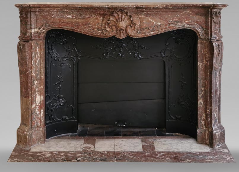 Beautiful Louis XV style fireplace in Red of the North marble-0