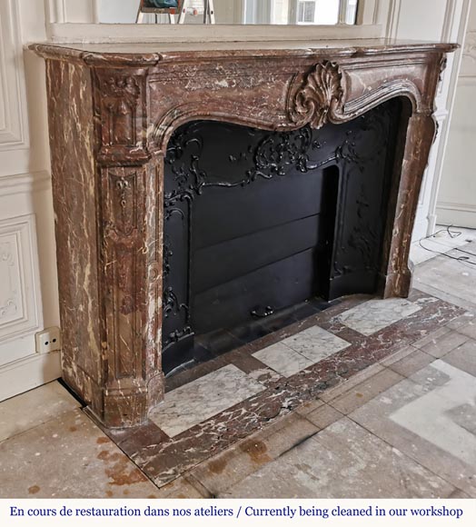 Beautiful Louis XV style fireplace in Red of the North marble-3
